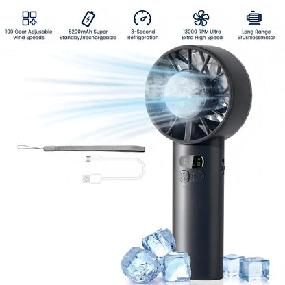 coldSky Handheld Mini Fan 5000mAh Battery Portable Rechargeable Fan with LED Display 1-100 Speed Turbo Fan for Beach Travel Vacation