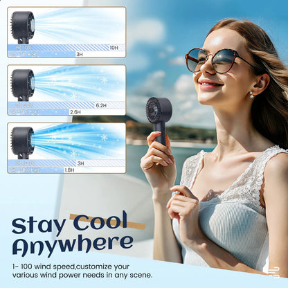 coldSky Handheld Mini Fan 5000mAh Battery Portable Rechargeable Fan with LED Display 1-100 Speed Turbo Fan for Beach Travel Vacation