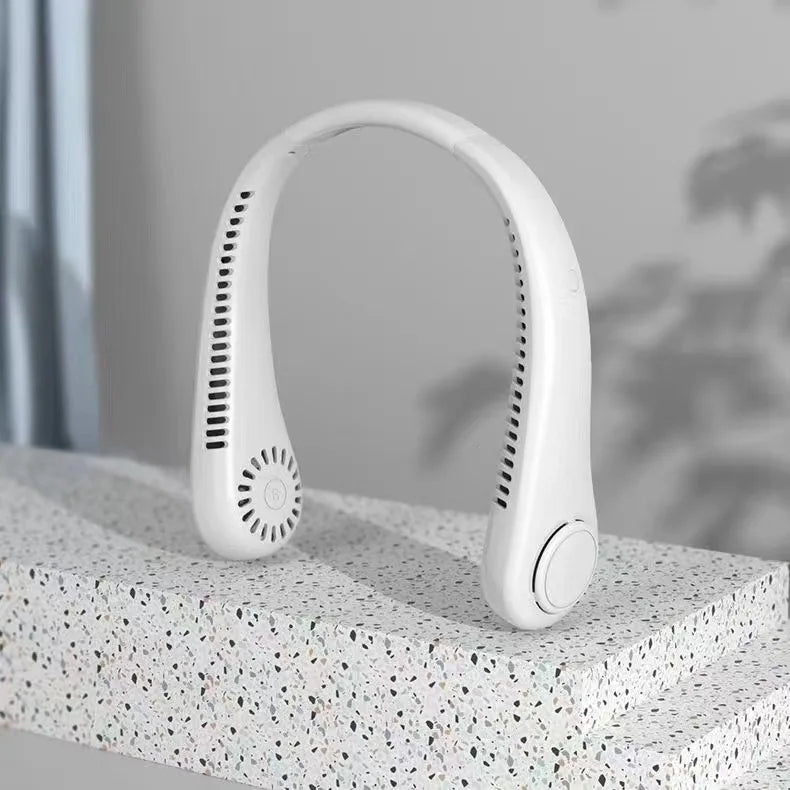 Rechargeable Electric Fan Digital Display Hanging Neck Fan Bladeless Design Electric Fan Bladeless Neckband Fan USB Rechargeable