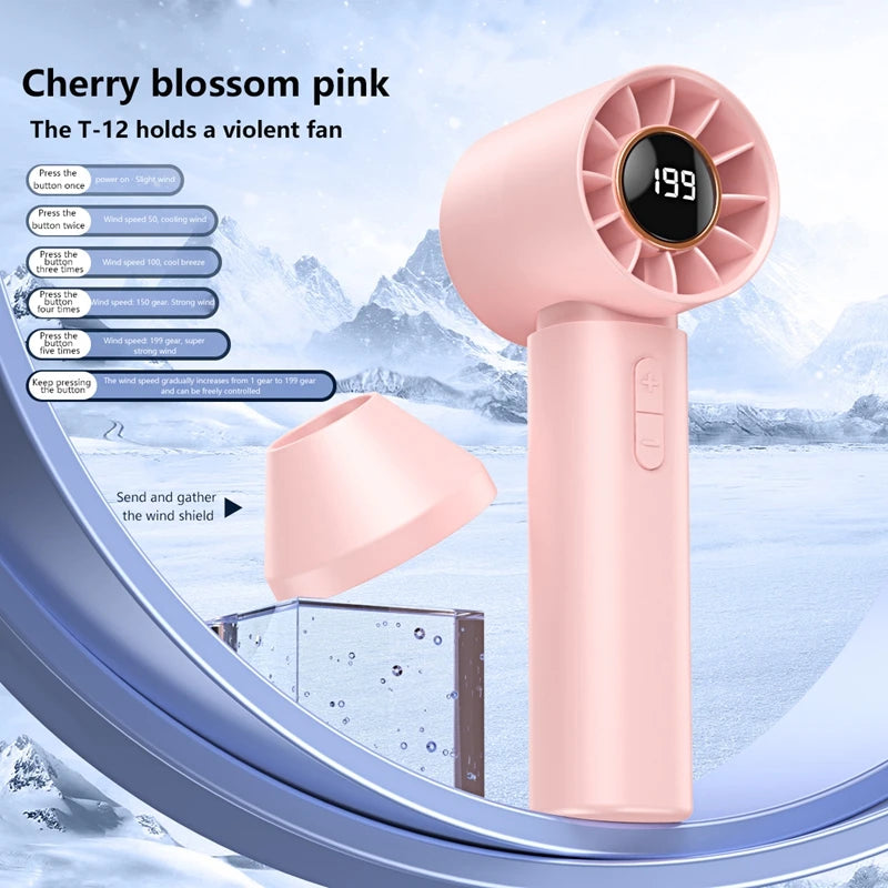 2027 XIAOMI Handheld Cool Fan LED Digital Display Electric Summer Cooling Fan Ice Compress High-Speed Bladeless USB Rechargeable
