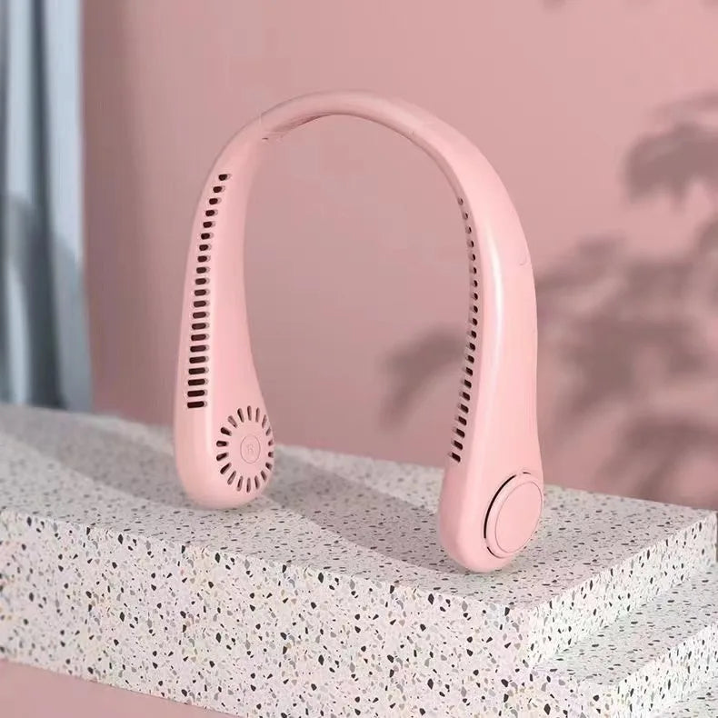 Rechargeable Electric Fan Digital Display Hanging Neck Fan Bladeless Design Electric Fan Bladeless Neckband Fan USB Rechargeable