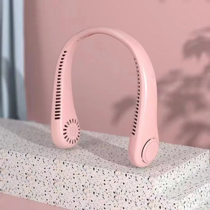 Rechargeable Electric Fan Digital Display Hanging Neck Fan Bladeless Design Electric Fan Bladeless Neckband Fan USB Rechargeable