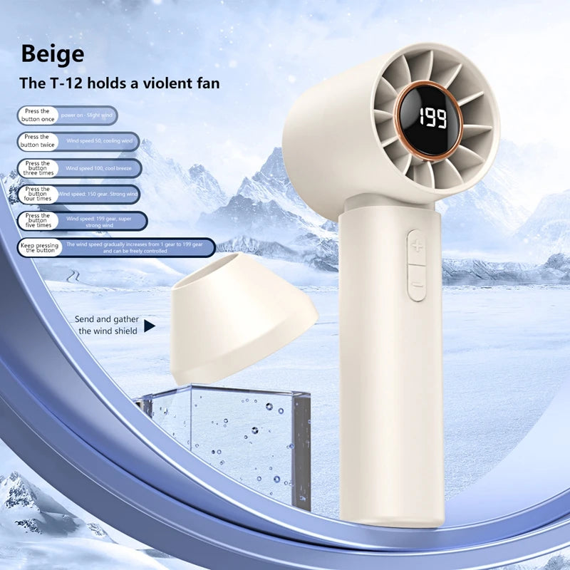 2027 XIAOMI Handheld Cool Fan LED Digital Display Electric Summer Cooling Fan Ice Compress High-Speed Bladeless USB Rechargeable
