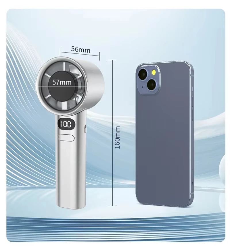2027 XIAOMI Handheld Cool Fan LED Digital Display Electric Summer Cooling Fan Ice Compress High-Speed Bladeless USB Rechargeable